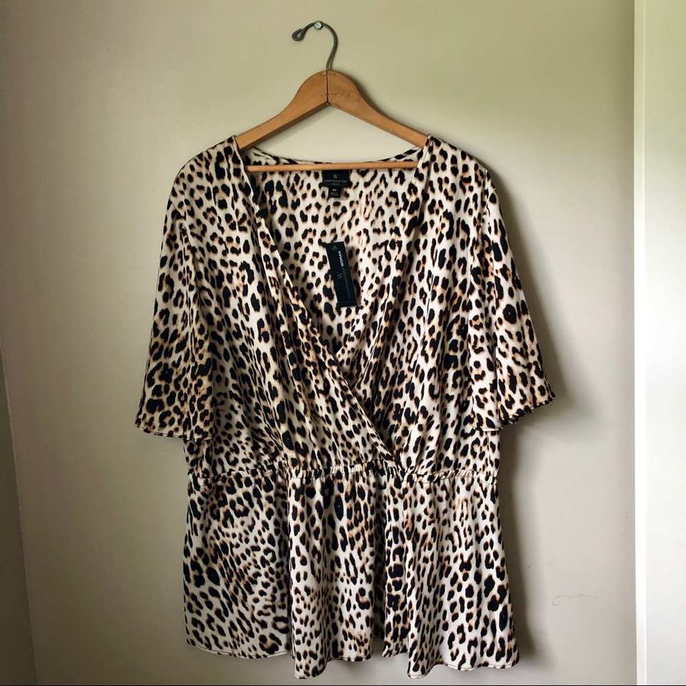 Leopard Print Babydoll Top Plus Size 3x